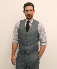 Archive Pinstripe Vest in Wool Flannel