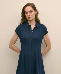 A-Line Pleated Shirt Dress