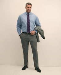 Dress Shirt Big & Tall Stretch Cotton Broadcloth Non-Iron Ainsley Collar Windowpane