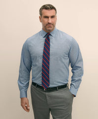 Dress Shirt Big & Tall Stretch Cotton Broadcloth Non-Iron Ainsley Collar Windowpane