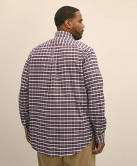 Outline Check Shirt Big & Tall Stretch Cotton Non-Iron Oxford Polo Button Down Collar