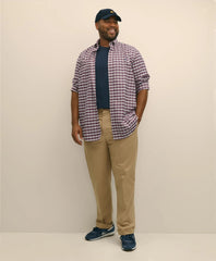 Outline Check Shirt Big & Tall Stretch Cotton Non-Iron Oxford Polo Button Down Collar