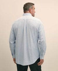 Big & Tall Stretch Cotton Non-Iron Oxford Polo Button Down Collar Outline Stripe Shirt