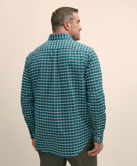 Big & Tall Stretch Cotton Non-Iron Oxford Polo Button Down Collar Plaid Shirt