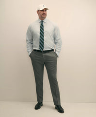 Big & Tall Stretch Cotton Non-Iron Pinpoint Oxford Ainsley Collar Windowpane Dress Shirt