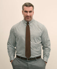 Big & Tall Stretch Supima® Cotton Non-Iron Twill Polo Button Down Check Sport Shirt
