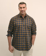 Plaid Sport Shirt Big & Tall Stretch Supima® Cotton Non-Iron Twill Polo Button Down