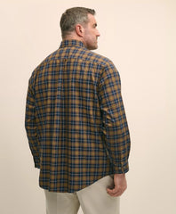 Plaid Sport Shirt Big & Tall Stretch Supima® Cotton Non-Iron Twill Polo Button Down