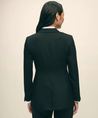 Black Fleece Peak Lapel Dinner Jacket in Merino Wool-Silk Faille