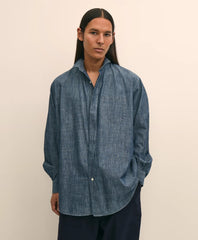 Brooks Brothers X Engineered Garments Cotton Chambray Wing Collar Oversized Dress Shirt