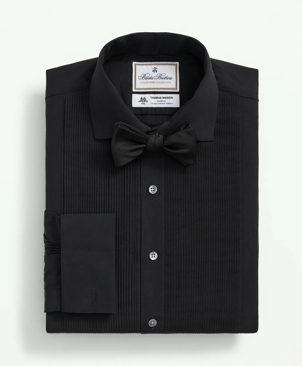 Brooks Brothers X Thomas Mason® Cotton English Collar Swiss Pleat Front Tuxedo Shirt