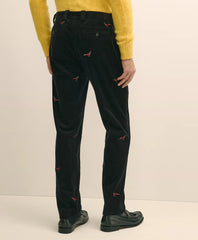 Slim Fit Cotton Corduroy Pheasant-Embroidered Chino