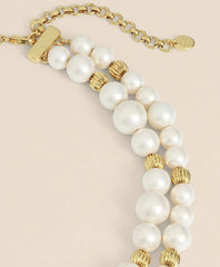 Double Strand Gold-Tone Faux-Pearl Necklace
