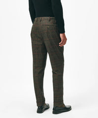 Pleated Side-Tab Pants in Check Cotton Blend