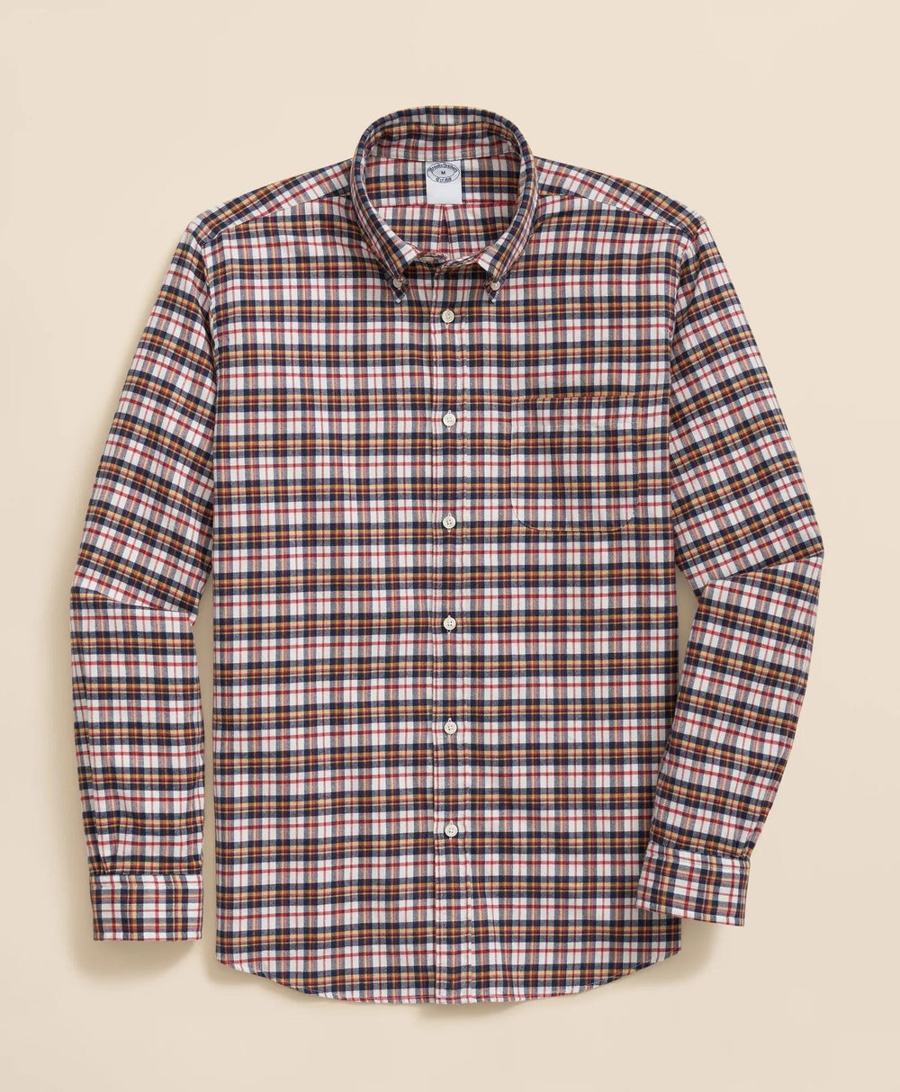 Portuguese Flannel Polo Button Down Collar Multi-Check Shirt