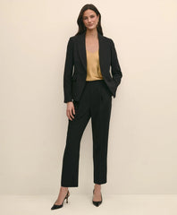 Single-Breasted Peak Lapel Jacket in Fine Twill Stretch Crepe