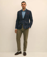 Slim Fit Wool-Cotton-Silk-Cashmere Hopsack Check Sport Coat