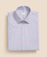 Alternating Check Short-Sleeve Dress Shirt Stretch Supima® Cotton Non-Iron Ainsley Collar