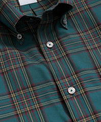 Stretch Supima® Cotton Non-Iron Twill Polo Button Down Plaid Sport Shirt