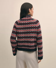 Wool Blend Funnel-Neck Fair Isle Sweater