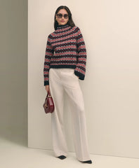 Wool Blend Funnel-Neck Fair Isle Sweater