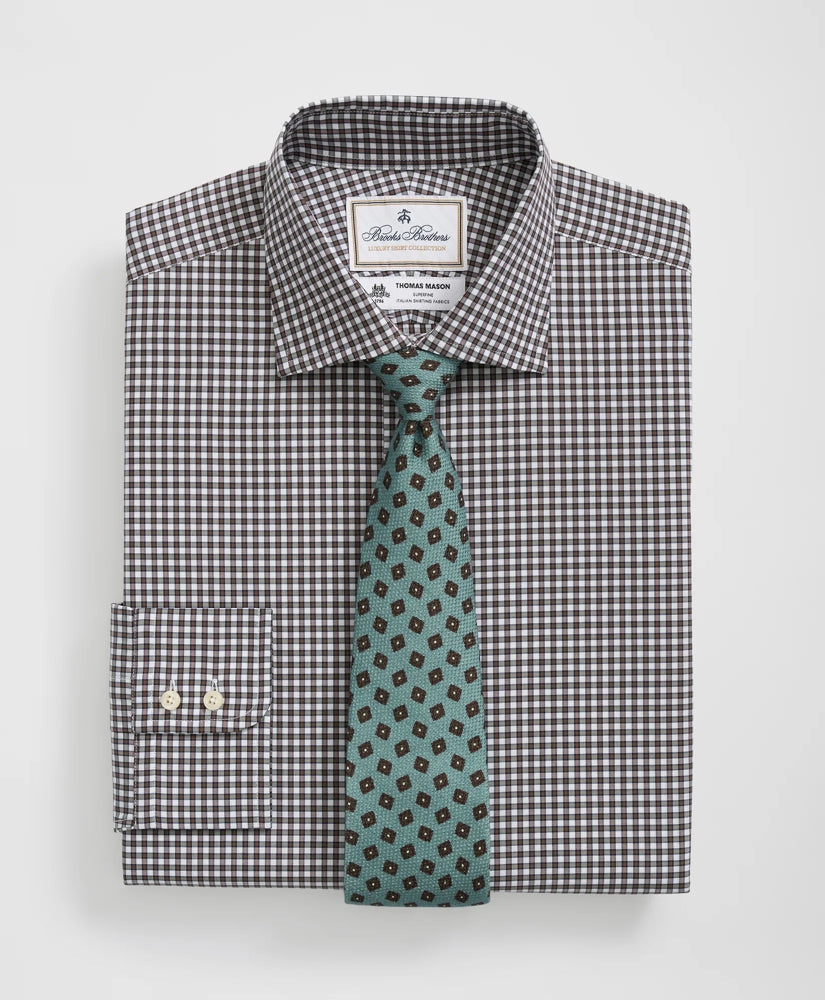 Brooks Brothers X Thomas Mason® Cotton English Collar Checked Dress Shirt