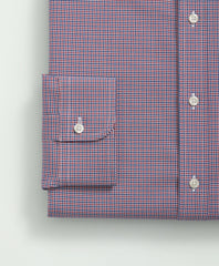 Checked Dress Shirt Big & Tall Stretch Supima® Cotton Non-Iron Poplin Polo Button-Down Collar