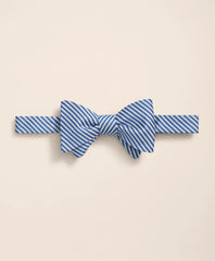 Silk Seersucker Stripe Bow Tie