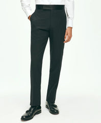 Black Fleece Tuxedo Pants in Wool-Silk