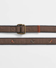 Duck Embroidered Leather Tab D-Ring Belt