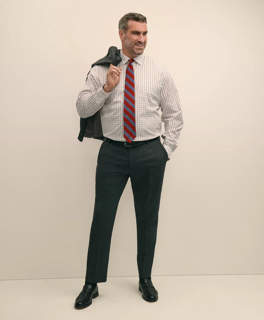 Windowpane Dress Shirt Big & Tall Stretch Cotton Broadcloth Non-Iron Ainsley Collar