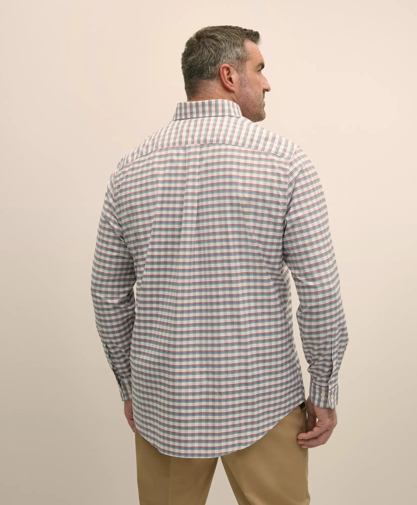 Checked Shirt Big & Tall Stretch Cotton Non-Iron Oxford Polo Button Down Collar