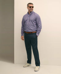 Big & Tall Stretch Cotton Non-Iron Oxford Polo Button Down Collar Royal Stewart Tartan Shirt