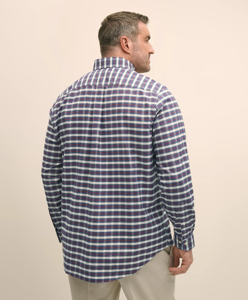 Royal Stewart Tartan Shirt Big & Tall Stretch Cotton Non-Iron Oxford Polo Button Down Collar