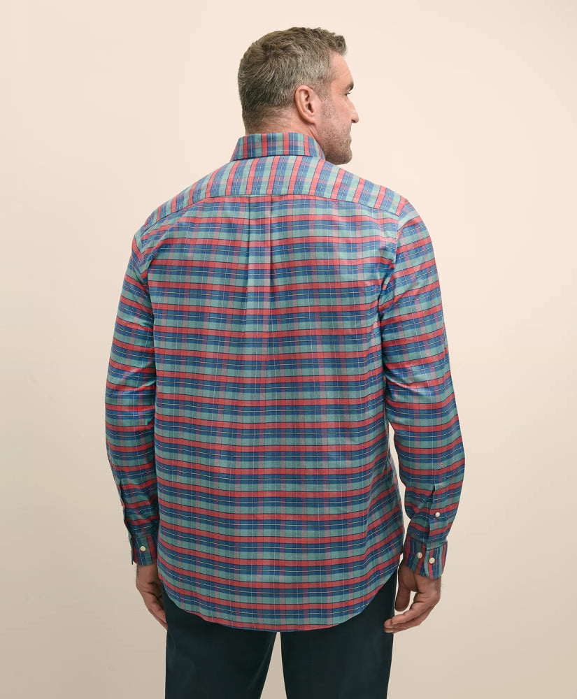 Tartan Shirt Big & Tall Stretch Cotton Non-Iron Oxford Polo Button Down Collar