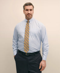 Tattersall Dress Shirt Big & Tall Stretch Cotton Non-Iron Pinpoint Polo Button Down Collar