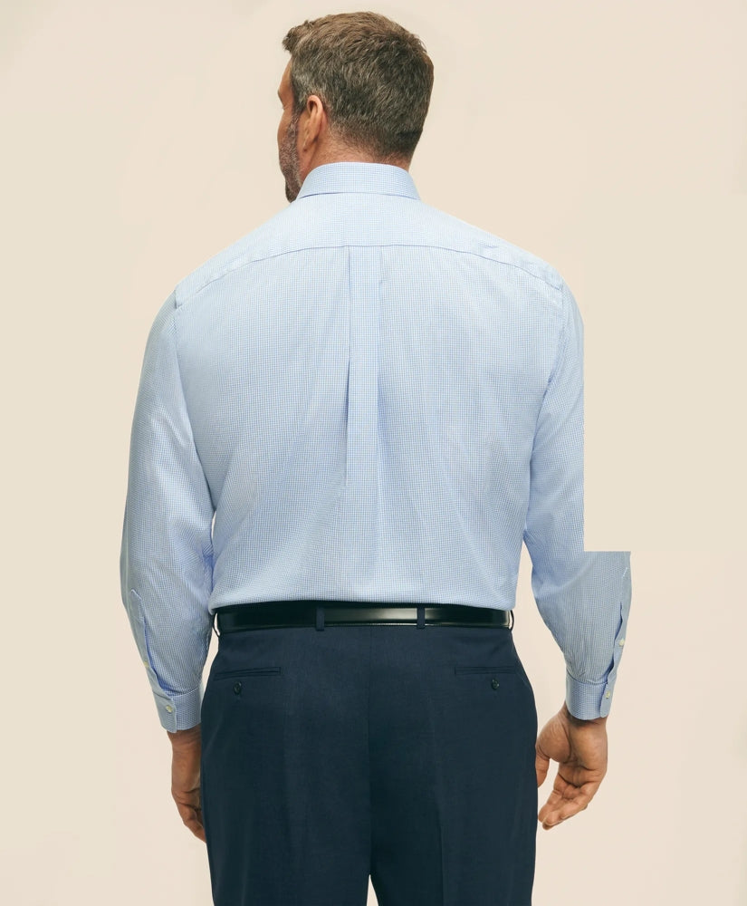 Big & Tall Stretch Supima® Cotton Non-Iron Pinpoint Oxford Ainsley Collar Gingham Dress Shirt