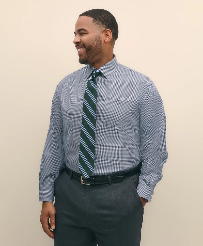 Big & Tall Stretch Supima® Cotton Non-Iron Pinpoint Oxford Ainsley Collar Gingham Dress Shirt