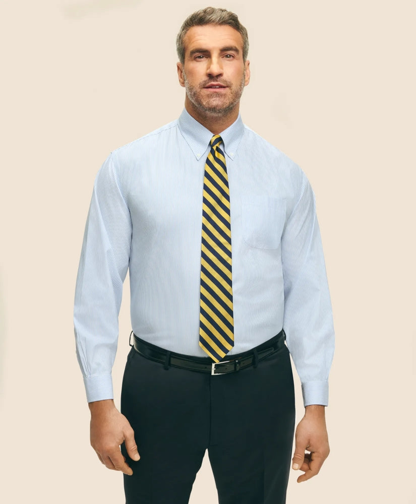 Big & Tall Stretch Supima® Cotton Non-Iron Pinpoint Oxford Button-Down Collar Candy Stripe Dress Shirt