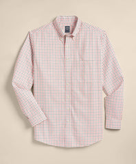 Big & Tall Stretch Supima® Cotton Non-Iron Twill Polo Button Down Tattersall Sport Shirt