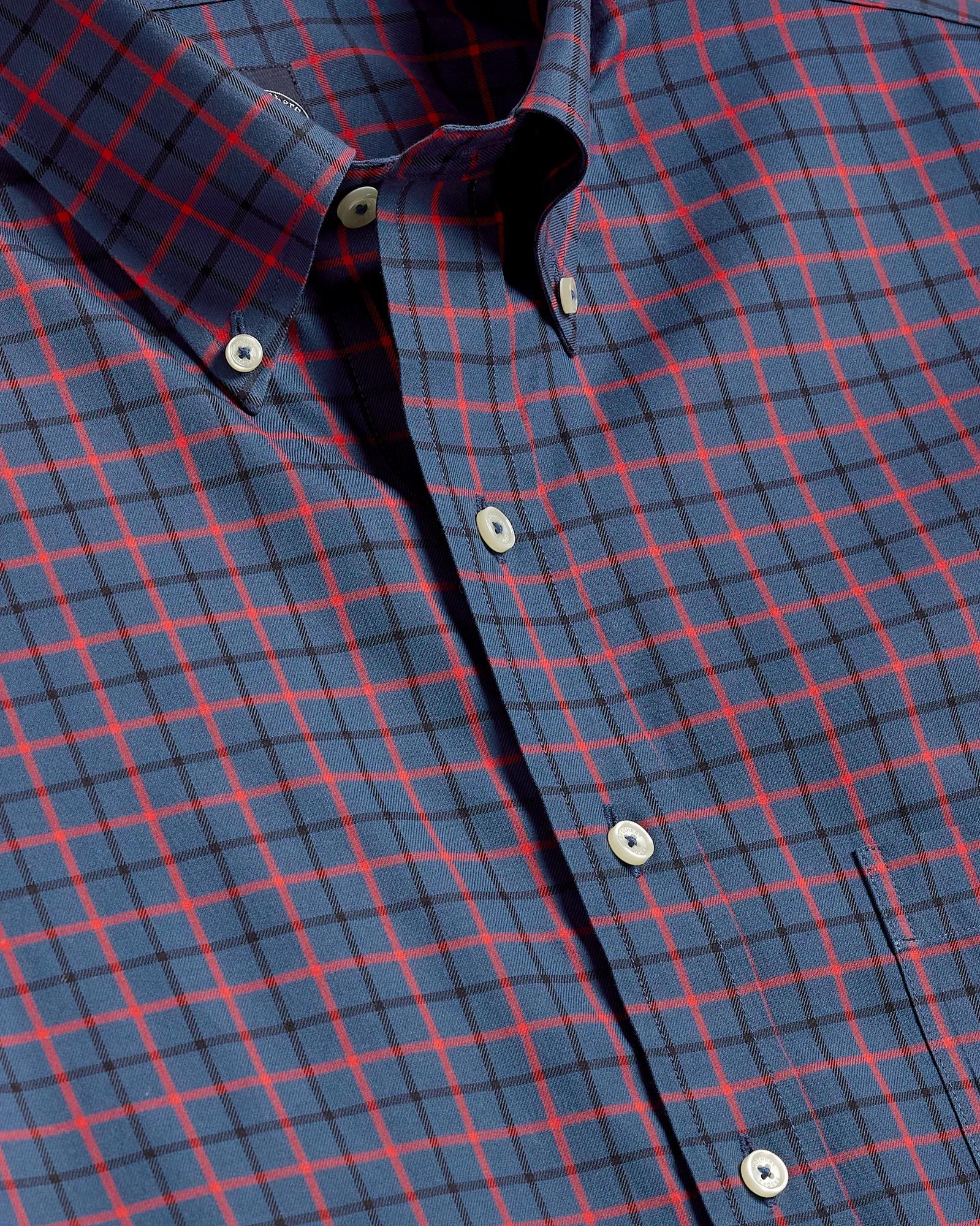 Windowpane Sport Shirt Big & Tall Stretch Supima® Cotton Non-Iron Twill Polo Button Down