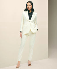Black Fleece Peak Lapel Dinner Jacket in Merino Wool-Silk Faille