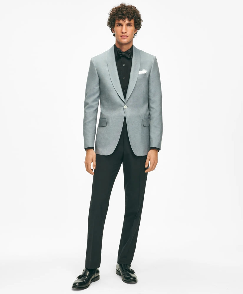 Black Fleece Pleated Londoner Collar Tuxedo Shirt in Sea Island Cotton