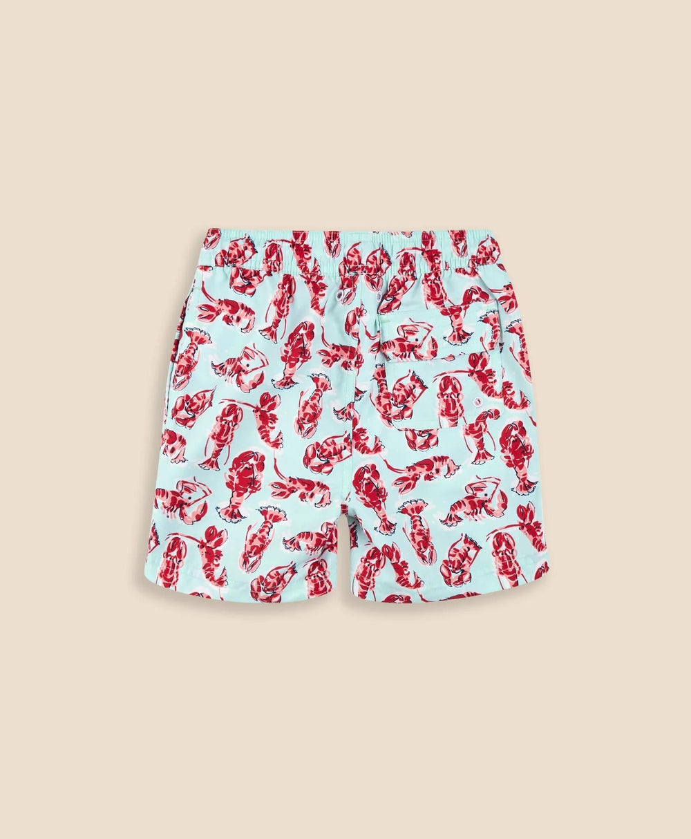 Boys Lobster Print Swim Trunks