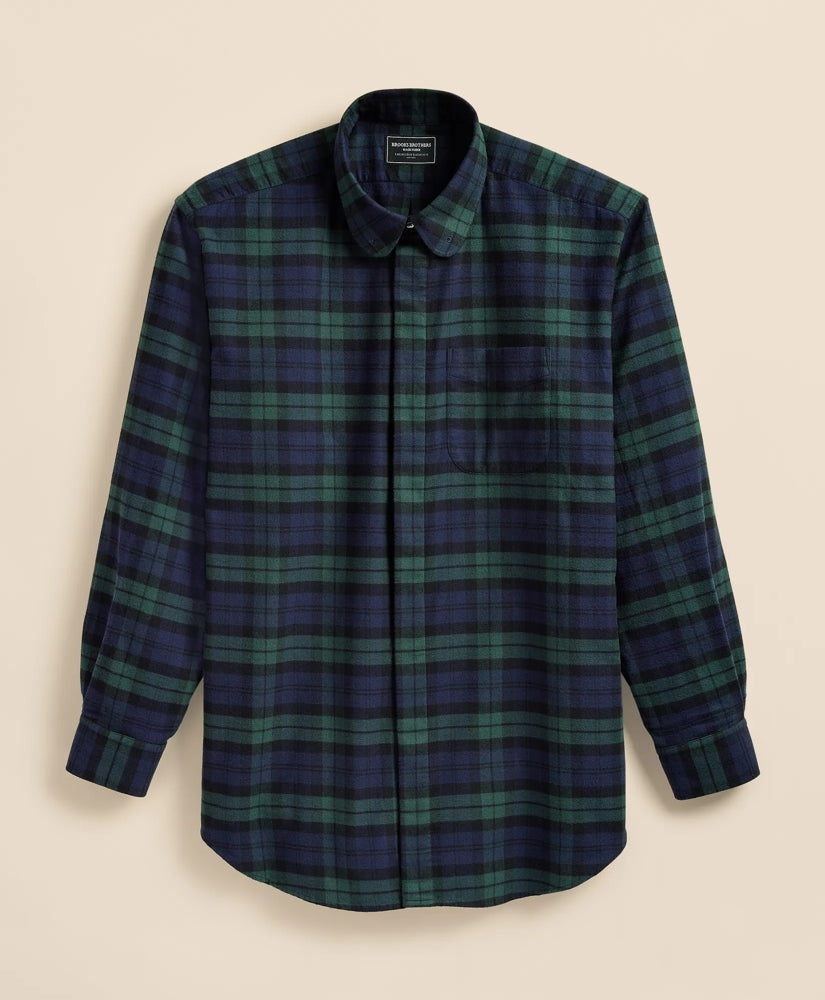 Tartan Dress Shirt Brooks Brothers X Engineered Garments Cotton Flannel Round Pinhole Collar Oversized