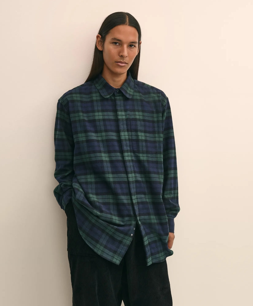 Tartan Dress Shirt Brooks Brothers X Engineered Garments Cotton Flannel Round Pinhole Collar Oversized