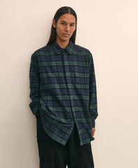 Tartan Dress Shirt Brooks Brothers X Engineered Garments Cotton Flannel Round Pinhole Collar Oversized