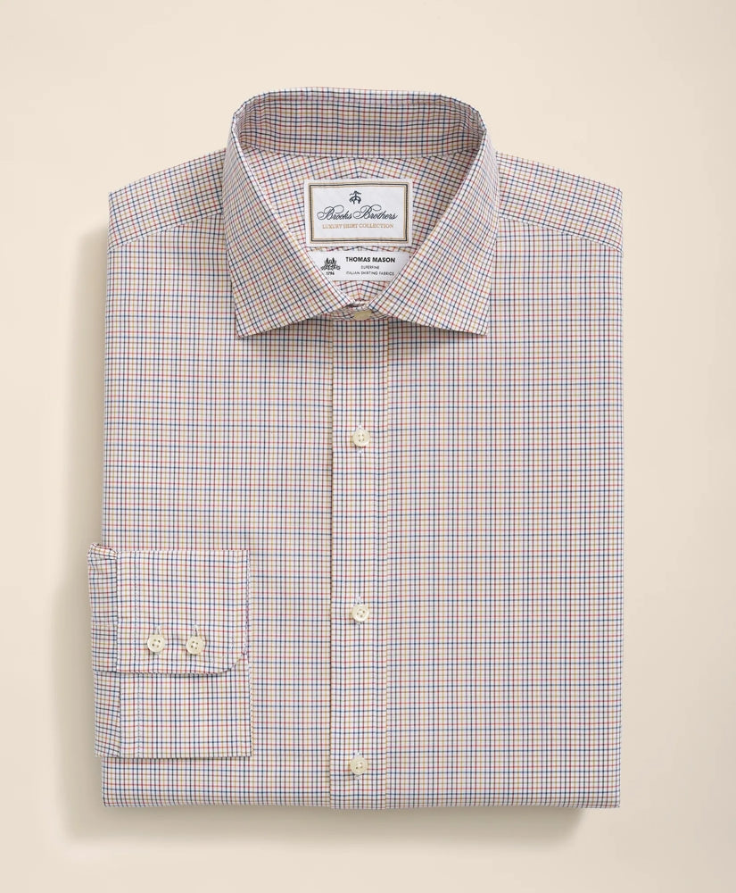 Brooks Brothers X Thomas Mason® Cotton English Collar Checked Dress Shirt