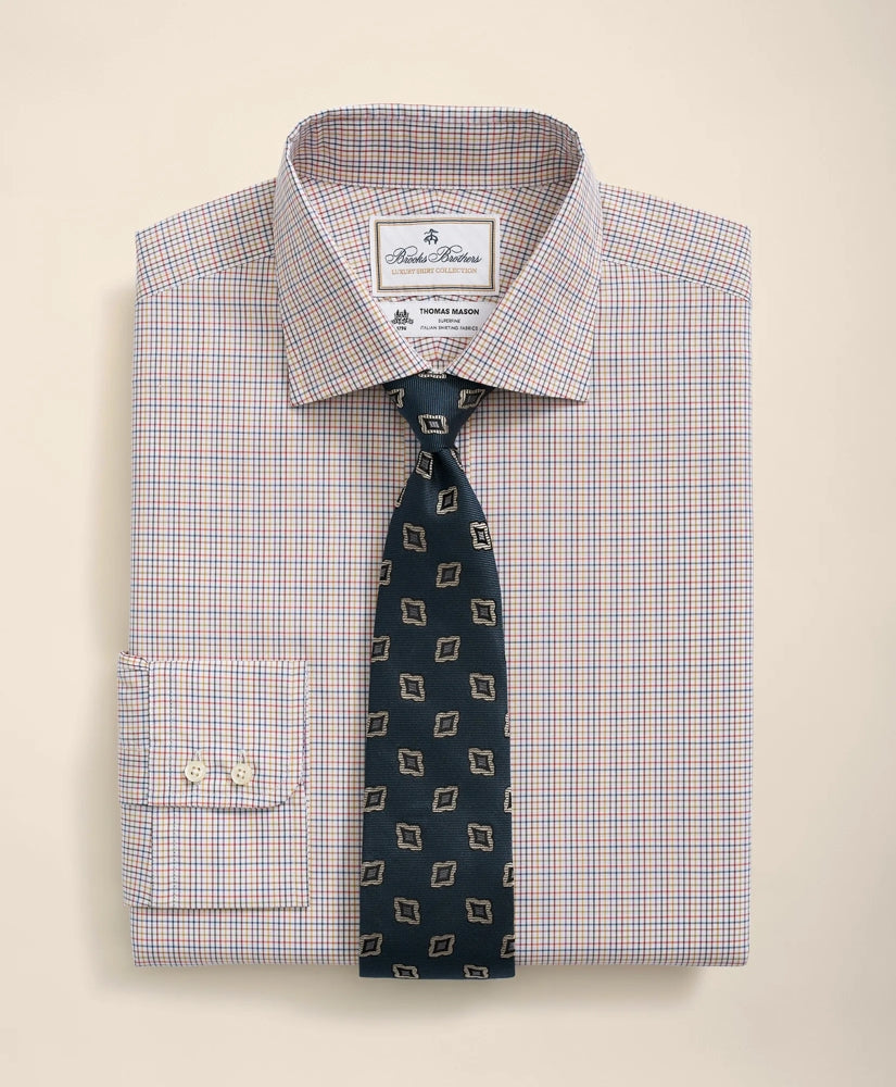 Brooks Brothers X Thomas Mason® Cotton English Collar Checked Dress Shirt