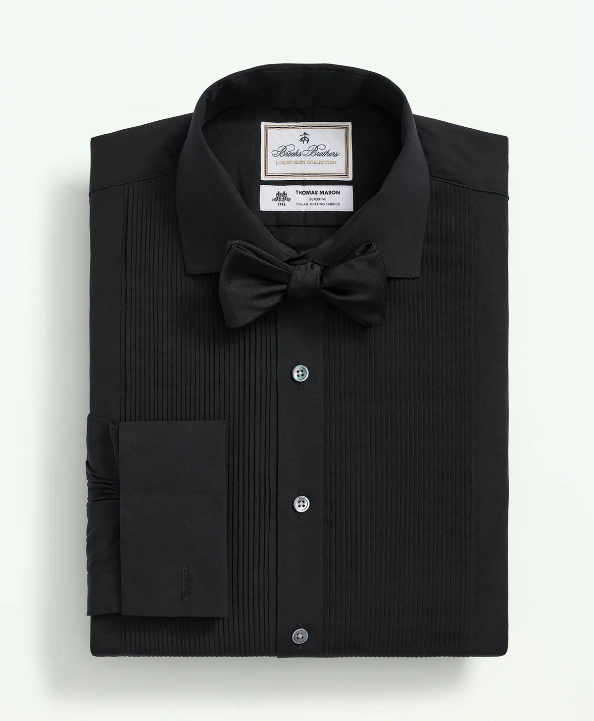 Brooks Brothers X Thomas Mason® Cotton English Collar Swiss Pleat Front Tuxedo Shirt